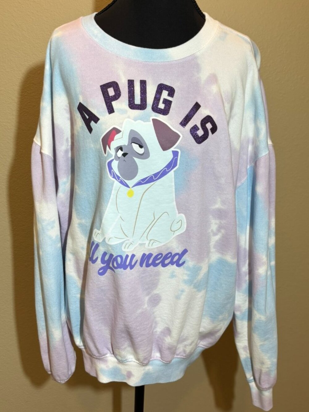Walt Disney Percy the Pug Tye Die Jersey Sweatshirt XL – A Pug is all I need